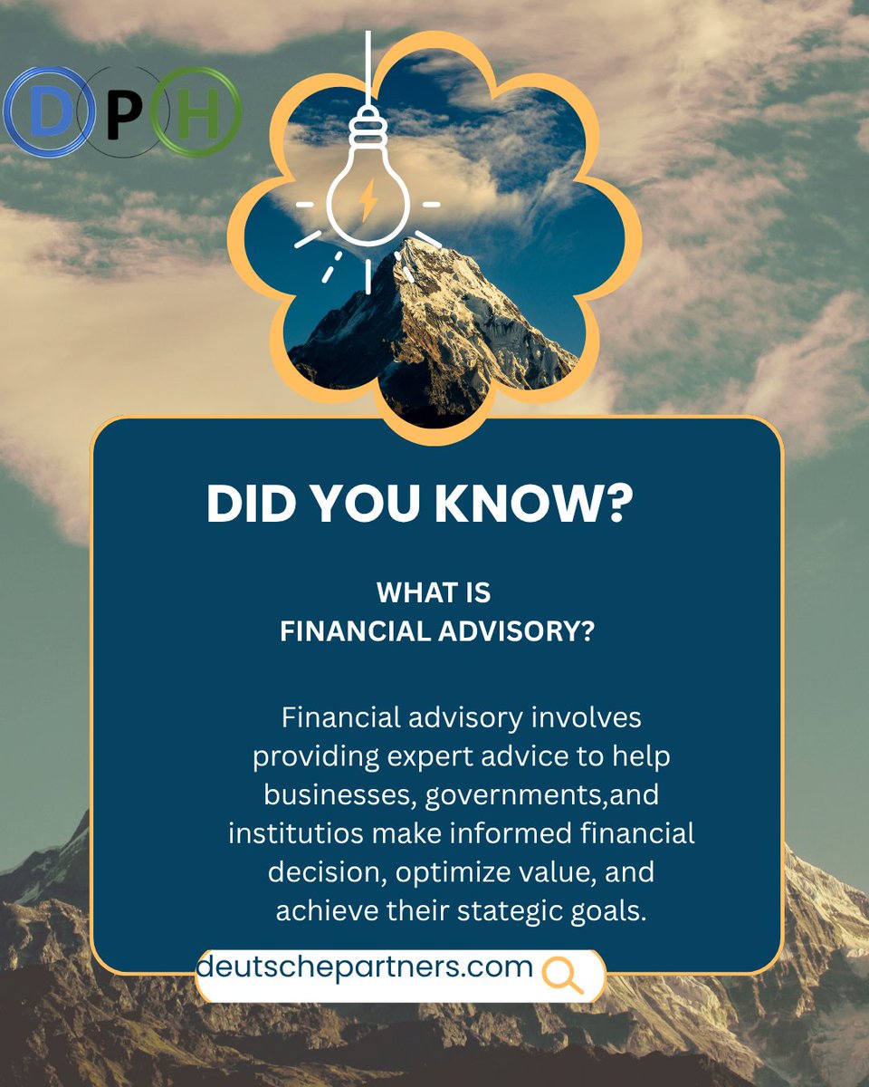 milkycookie007's tweet photo. DID YOU KNOW?

Financial advisory is more than providing financial advice. It is about helping businesses, governments, and institutions make strategic decisions that drive growth, manage risk, and create lasting value.

Whether it is raising capital, evaluating investments, or structuring complex transactions, the right financial advice can make all the difference.

At DPH, we are committed to delivering strategic financial solutions that empower organizations to achieve sustainable success.

Knowledge today. Growth tomorrow.

What financial topic would you like us to explain next? Let us know in the comments.

Hashtags

#DidYouKnow #FinancialAdvisory #InvestmentBanking #CorporateFinance #DevelopmentFinance #InfrastructureFinance #ProjectFinance #CapitalRaising #FinancialStrategy #BusinessGrowth #EconomicDevelopment #StrategicAdvisory #FinancialLiteracy #InfrastructureDevelopment #InvestSmart #FinanceProfessionals #BusinessLeadership #NigeriaBusiness #AfricaFinance #DPH