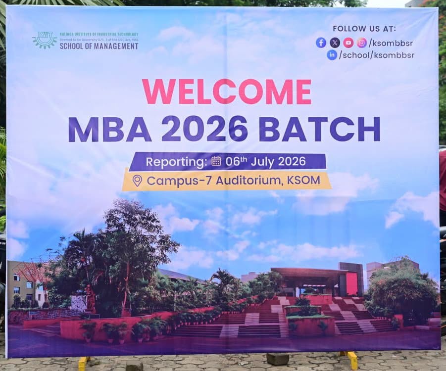 ksombbsr's tweet photo. KIIT School of Management welcomed the MBA 2026 batch to its campus on July 6, 2026, with a formal induction program designed to introduce students and their parents to the institution.

The day began with registration and reporting, followed by an interactive session where parents engaged with the Director and Dean of KSOM. A guided campus tour provided families with a glimpse of KSOM's vibrant learning environment. The program concluded with Mentor–Mentee Meetings, which allowed students and their parents to connect personally with their faculty mentors.

#ksombbsr #MBA #Batch2026 #kiit