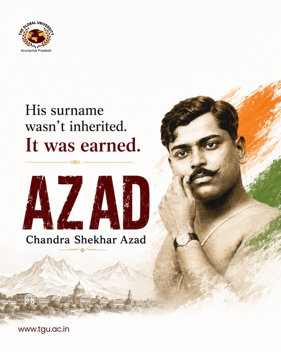 theglobaluni's tweet photo. Freedom was his identity. Courage was his language.

Every step he took was for the dream of a free India, and every sacrifice became a chapter in our nation's history.

👉 Visit: https://t.co/hlnqDntEBf

#TheGlobalUniversity #ChandrashekharAzad #FreedomFighters #exploremore https://t.co/dVRcUtQp5e