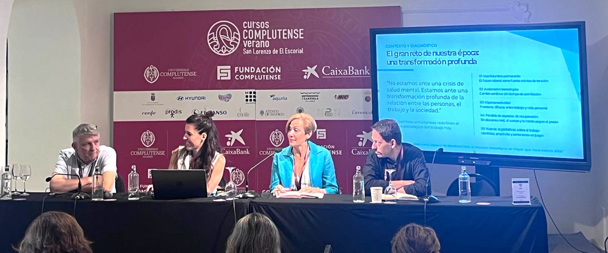 CopMadrid's tweet photo. 📸 Participamos, dentro de los cursos de verano de @unicomplutense que se celebran en la localidad madrileña de San Lorenzo de El Escorial, en la mesa "La salud mental y las instituciones". @CursosVeranoUCM https://t.co/Bg4Etfm6fi