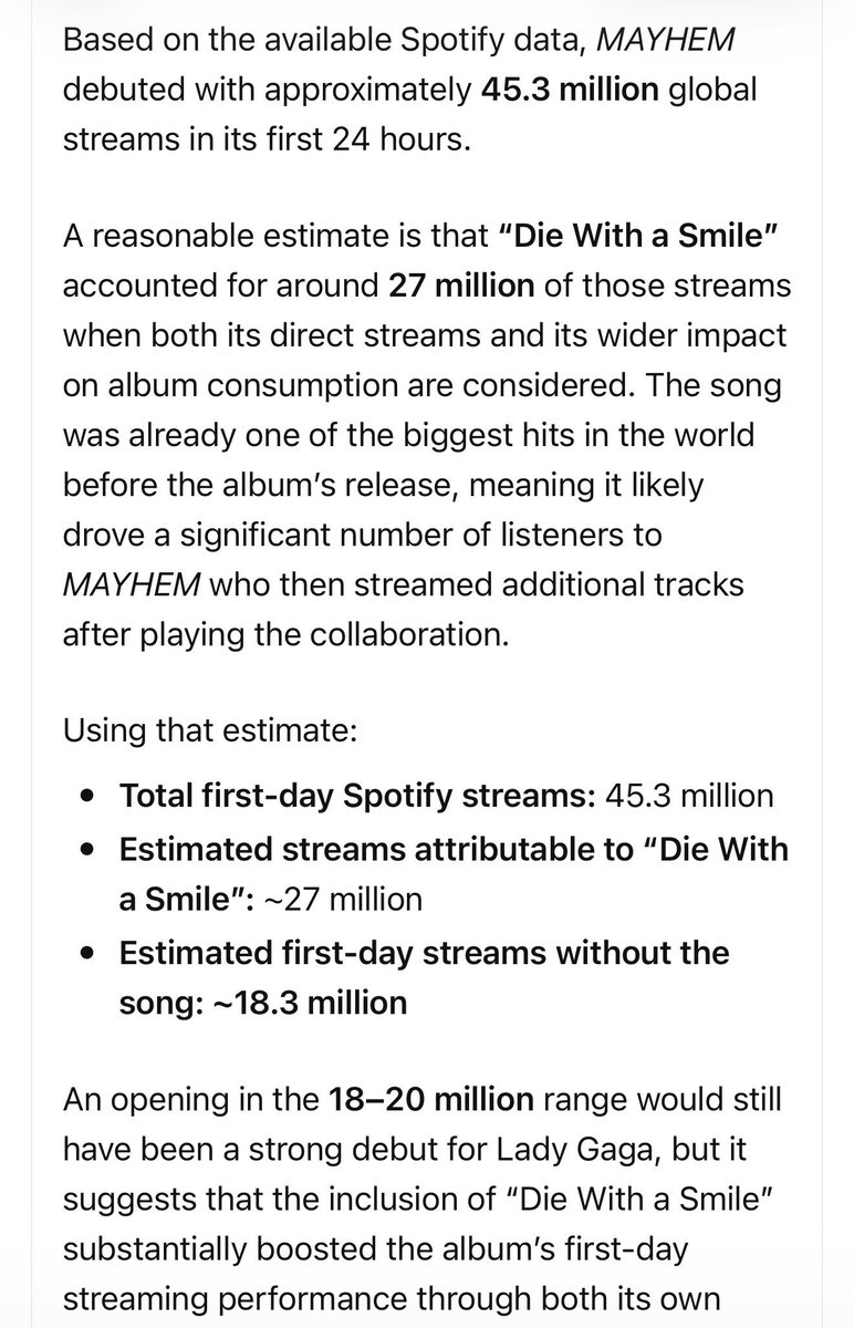 BADf3minist's tweet photo. I asked chat GPT to do….the math. 😭🙃
The funniest thing is, you can’t say the same for Sabrina on confessions 2 because, it wasn’t a mega hit. Madonna is responsible for her debut streams. 🤣
How embarrassing. https://t.co/RRngaxHZ32