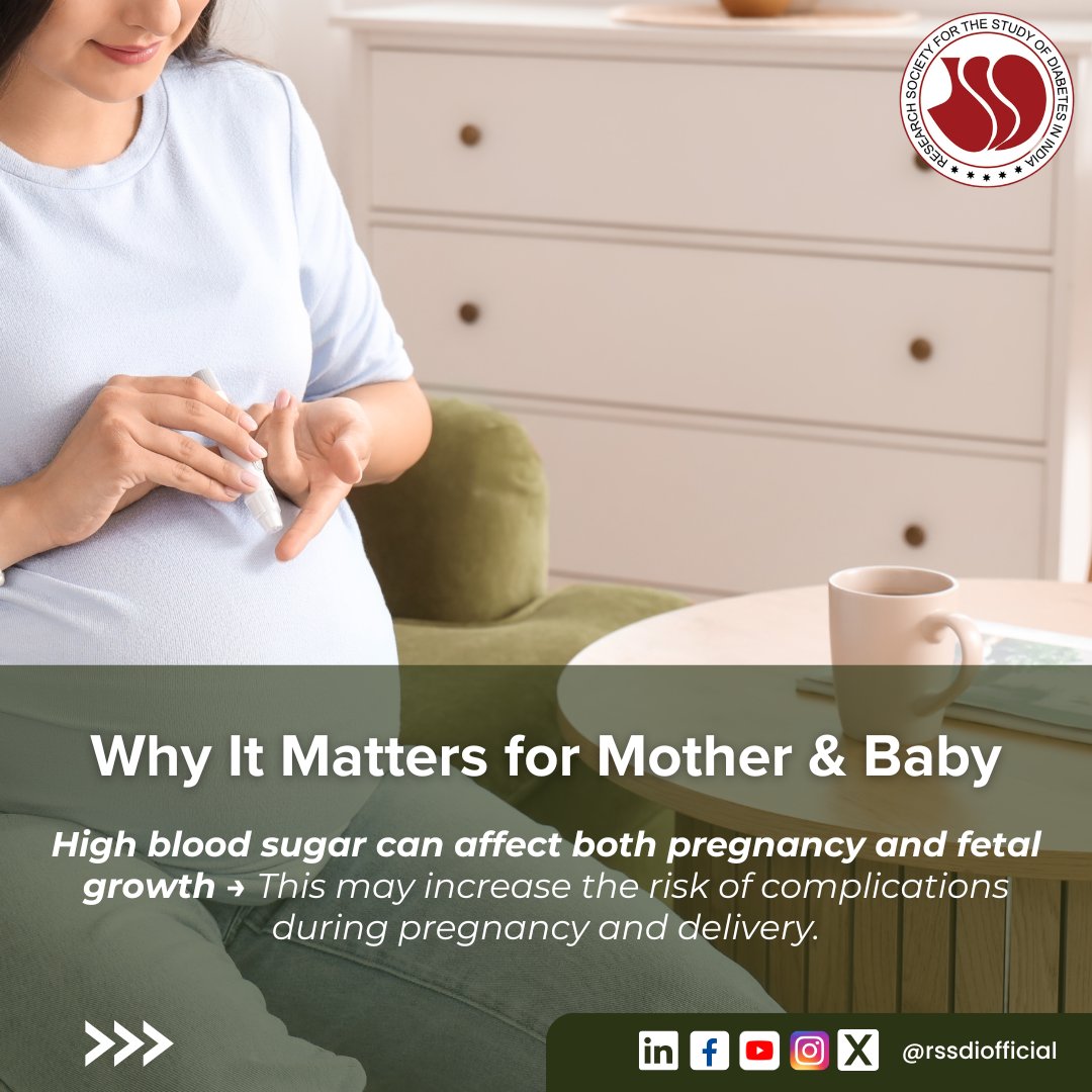 Rssdi_official's tweet photo. 🤰 What is Gestational Diabetes?

It is a type of diabetes that develops during pregnancy and can affect both mother and baby if left unmanaged.

Early screening, healthy lifestyle choices, and proper medical care can help ensure a healthy pregnancy.

#RSSDI #GestationalDiabetes https://t.co/IHIekuKZQ0