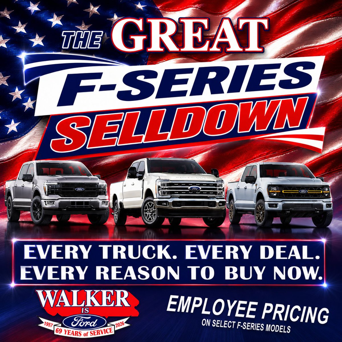 walkerfordco's tweet photo. 🚨 THE GREAT F-SERIES SELLDOWN IS HAPPENING NOW AT WALKER FORD! 🚨

There's never been a better time to get behind the wheel of the Ford truck you've always wanted!

Whether you're looking for the legendary F-150 or the heavy-duty power of a Super Duty, Walker Ford has an incredible selection ready to work, play, and tackle whatever comes next.

💪 Built Ford Tough.
💰 Outstanding deals.
🚛 Trucks ready to drive home today.

You have no reason to deny yourself a brand-new Ford truck! Make today the day you upgrade your drive and experience why so many drivers choose Walker Ford.

📍 Come in today and make it a GREAT day at Walker Ford! Drive home in the Ford truck you've been waiting for!

#WalkerFord #GreatFSeriesSelldown #BuiltFordTough #F150 #FordSuperDuty #FordTrucks #TruckSeason #DriveAwayHappy #WalkerIsFord #ClearwaterFL #MakeTodayAGreatDay #NewCarDay #WalkerFordFamily #ThankYou #builtFordTough #WalkerIsFord #ClearwaterFordDealership #No1FordDealerPinellasCounty
☎️727-535-3673
💻https://t.co/3QHKQNy2hs
📍17556 US Hwy 19 N, Clearwater, FL 33764