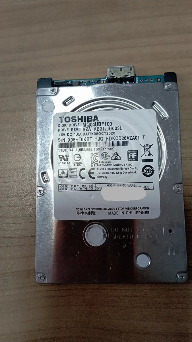 DigitalVeri's tweet photo. TOSHİBA 1 TB 
MQ04UBF100

Kart arızası

Süre 1 gün 

%100

#2601674

#ankaraverikurtarma
#DigitalVeriKurtarma 
#verikurtarma
#hddverikurtarma 
#datarecoveryinturkey
https://t.co/qdlY85BjPz https://t.co/CRNlkdynd5