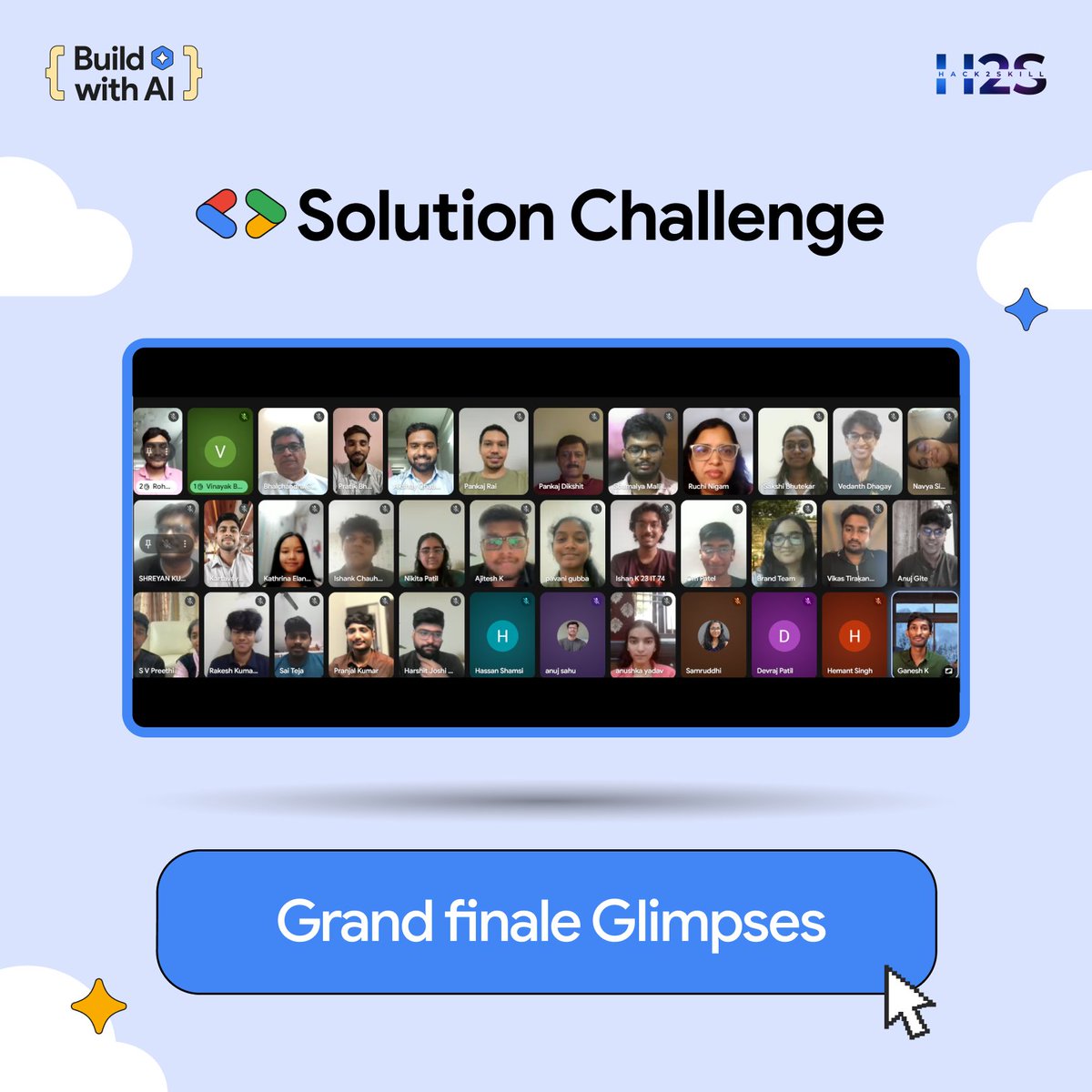 hack2skill's tweet photo. The Solution Challenge 2026: Build with AI - Grand Finale concluded on 4th July 2026 🚀

A heartfelt thank you to all participants, mentors, juries, and organizers who made this journey meaningful and successful. https://t.co/t4M4vsXFuZ