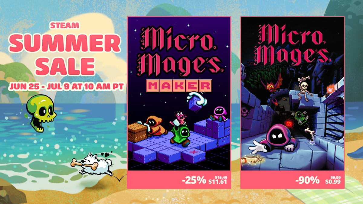 morphcat's tweet photo. The Steam Summer Sale is ongoing! For a couple more days, you can get:
- Micro Mages Maker at 25% off
- Micro Mages at 90% off

🏗️ https://t.co/uZvYZlnVO1

🧙 https://t.co/1YxM2Rtiwo https://t.co/ha7iwRQMOy