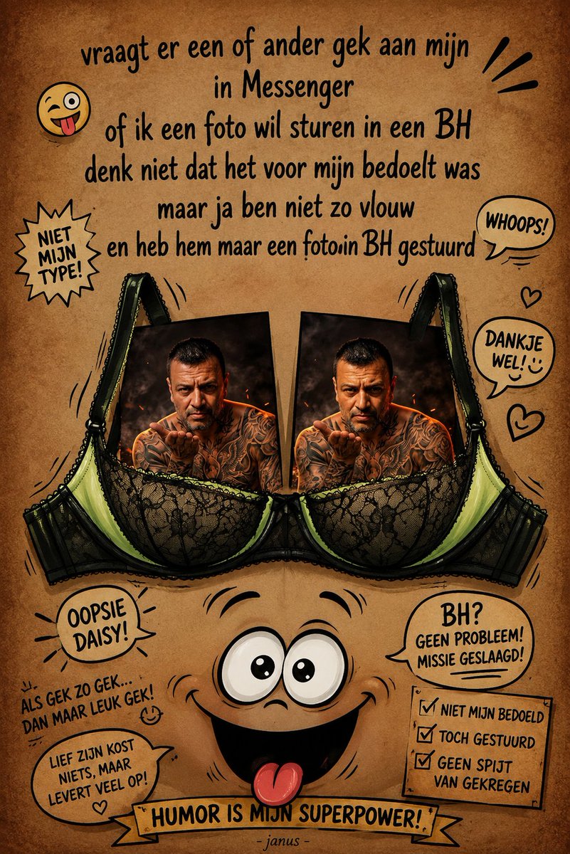 Janus37051478's tweet photo. Goedemiddag! ☀️
Wat een prachtige dag, dus we lachen er lekker bij! 😄
 
Vraag:
👉 Heb jij wel eens per ongeluk een berichtje dat voor iemand anders was verstuurd… en was het ook nog eens een intiem of stout bericht? 😂
Wie durft zijn verhaal te vertellen? Ik lees ze graag! 👇😉 https://t.co/yluhG8A2cc