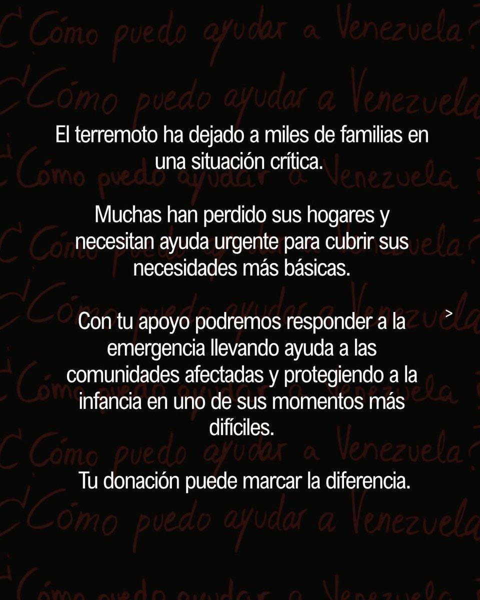 ghumanitaria's tweet photo. En cuestión de segundos, un terremoto puede cambiarlo todo.

Miles de familias en Venezuela se enfrentan a la pérdida de sus hogares y a una situación de emergencia que requiere una respuesta inmediata.

Cada donativo cuenta. 

🔗 https://t.co/Hm6VjxZApp

#Venezuela #Terremoto https://t.co/6RgO8FGCnq
