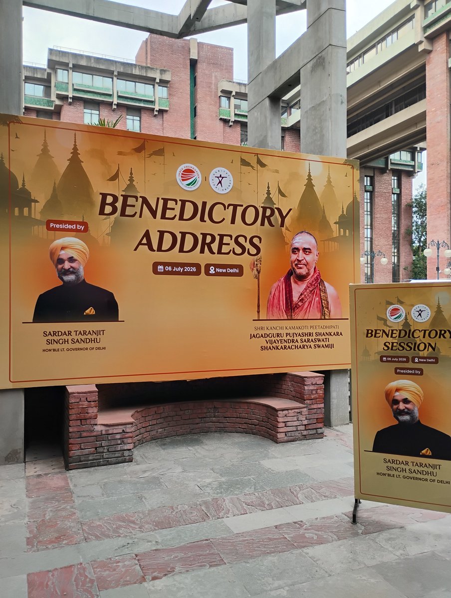 indfoundation's tweet photo. Beginning shortly: the Benedictory Address by Shri Kanchi Kamakoti Peetadhipati Jagadguru Pujyashri Shankara Vijayendra Saraswati Shankaracharya Swamiji, 70th Shankaracharya of the Kanchi Kamakoti Peetham. The Session will be chaired by Sardar Taranjit Singh Sandhu, Hon'ble Lt. Governor of Delhi
@LtGovDelhi @SandhuTaranjitS

Venue: Stein Auditorium, India Habitat Centre, New Delhi. 

Time : 06:15 PM 

Follow this thread for live updates.