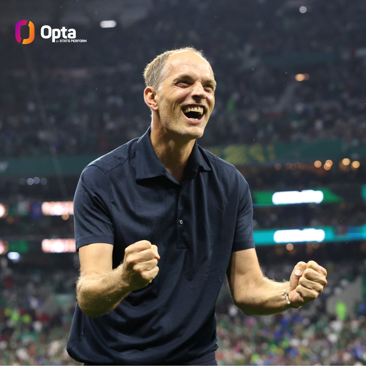 OptaFranz's tweet photo. 15 – Mit Thomas Tuchel erreichte zum 15. Mal ein deutscher Trainer ein WM-Viertelfinale, nur brasilianische Trainer schafften das öfter (18). Tuchel führte als erster deutscher Coach eine ausländische Nation ins WM-Viertelfinale. Wertarbeit. https://t.co/BRhWJjhkrm