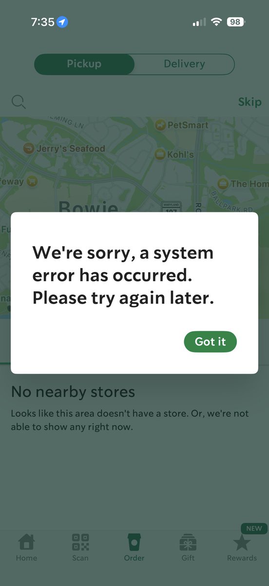 ThatDamnKaren's tweet photo. @StarbucksCare @Starbucks App down. Guess I’ll save some money. Was looking forward to grabbing coffee before work but the lines will be crazy! https://t.co/j7O0O3hRPE