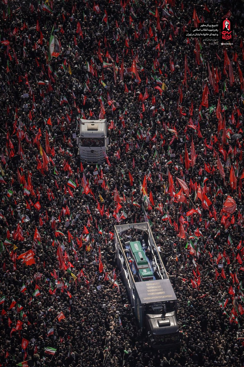 IrnaEnglish's tweet photo. Aerial photos from https://t.co/LmvQfrajM0 reveal the immense turnout in Tehran for Iran's martyred Leader’s funeral procession. https://t.co/d2sKsr3MEy