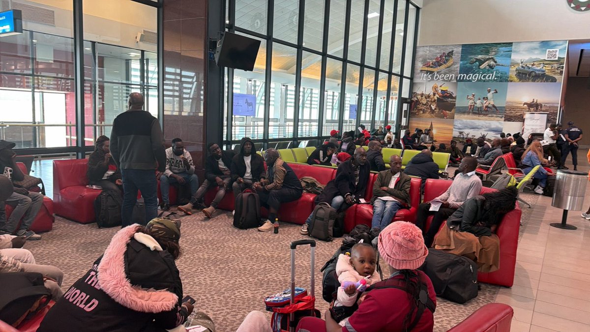 UgEmbassySA's tweet photo. #UPDATE: The 4th batch of Ugandan nationals being voluntarily repatriated from Durban, KwaZulu-Natal, has successfully completed the boarding process and is now ready for departure to Entebbe.

The flight forms part of @GovUganda’s ongoing voluntary repatriation exercise to safely return Ugandans affected by the recent unrest in South Africa.

@ubctvuganda @UgandaMediaCent @GCICUganda @mkainerugaba @mkibombo1 @DailyMonitor @d_ogwang @observerug @newvisionwire @nyamadon