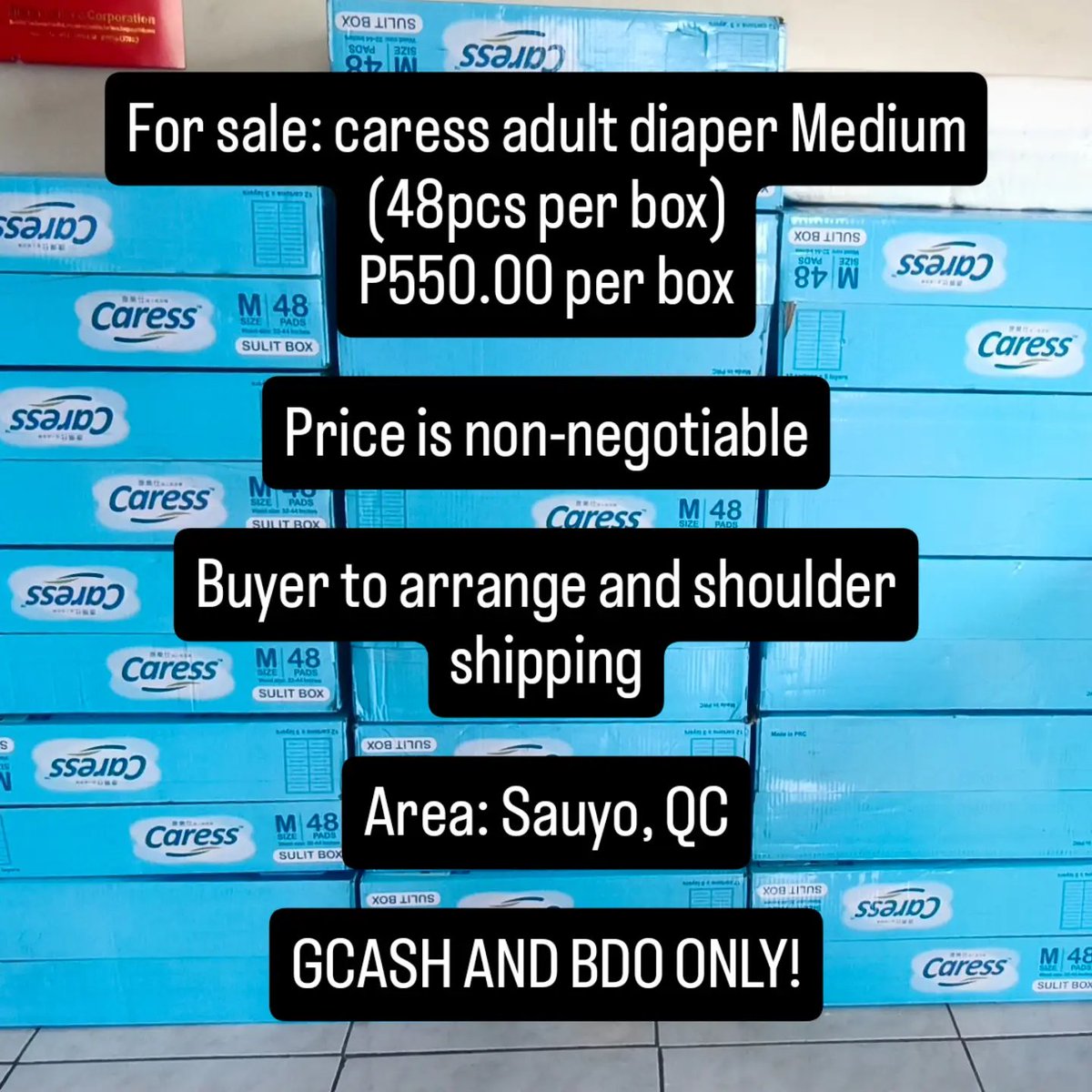 jaaccc's tweet photo. For sale: caress adult diaper Medium (48pcs per box)
P550.00 per box

Price is non-negotiable

Buyer to arrange and shoulder shipping

Area: Sauyo, QC

GCASH AND BDO ONLY! https://t.co/5DnzXlGLK2