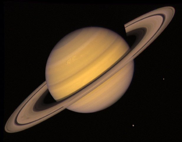 astropics's tweet photo. Saturn captured by the Voyager spacecraft https://t.co/UlqFutZ4ck