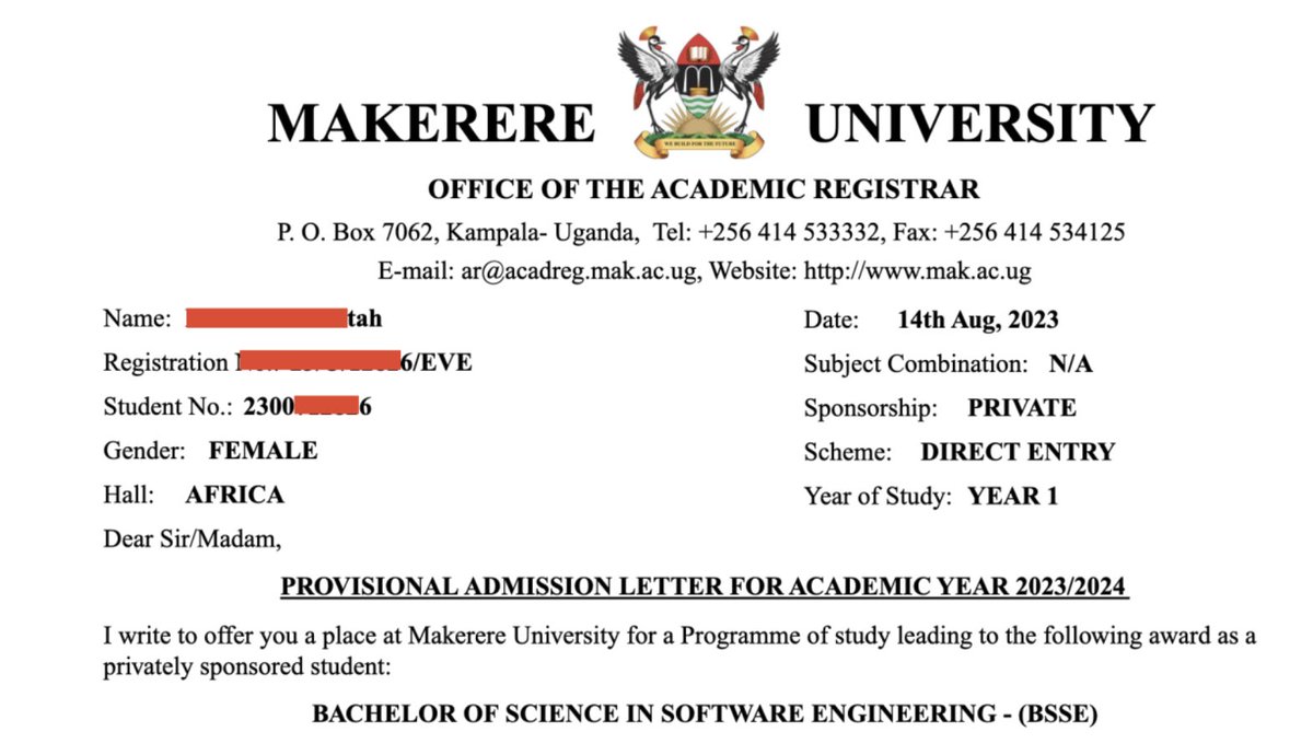 DICTSMakerere's tweet photo. #ProvisionalAdmissionLetter
Visit the application link: https://t.co/YViehlrzHb 

Follow these instructions: 👇
https://t.co/uM44TxY08N https://t.co/29gv5CAfYA