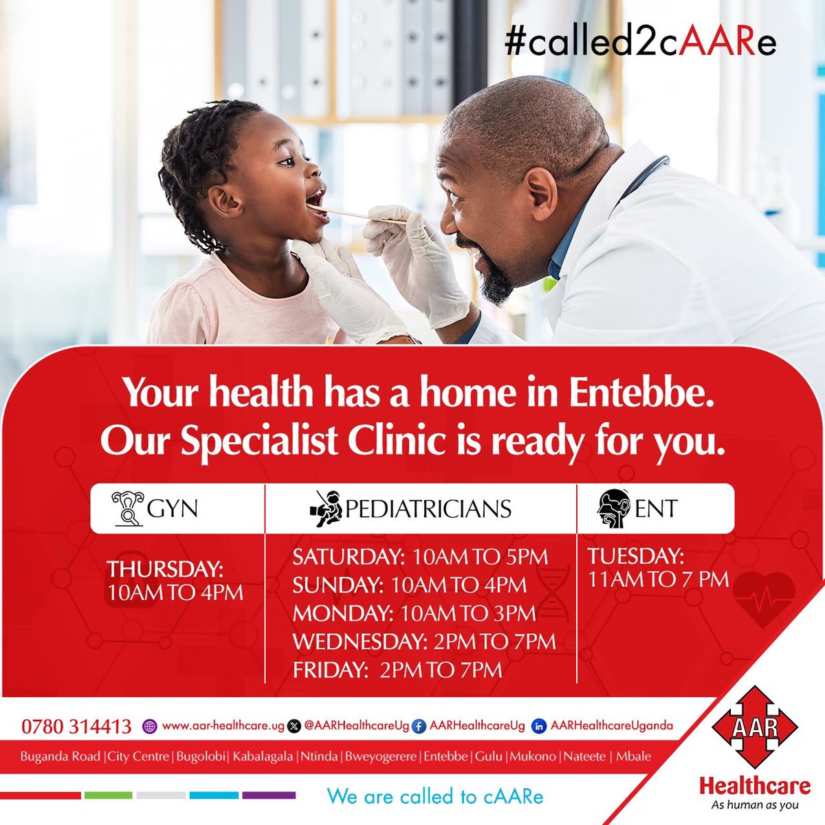 AARHealthcareUg's tweet photo. Your health deserves a place to call home!

Right here in Entebbe, our Specialist Clinic is open and ready to welcome you. https://t.co/0dJxmHNEfm