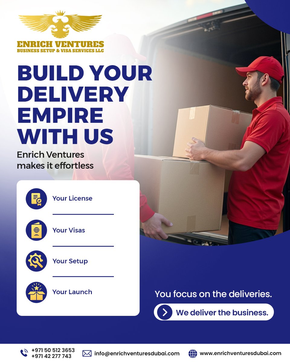 enrichventures_'s tweet photo. 🚚📦 Dubai's delivery market is booming—are you ready to be part of it? 🌍

📞 +971 50 512 3653 | +971 42 277 743
📧 info@enrichventuresdubai.com

#EnrichVentures #DubaiBusiness #DeliveryBusiness #BusinessSetupDubai #EcommerceDubai https://t.co/pH7uw693uO