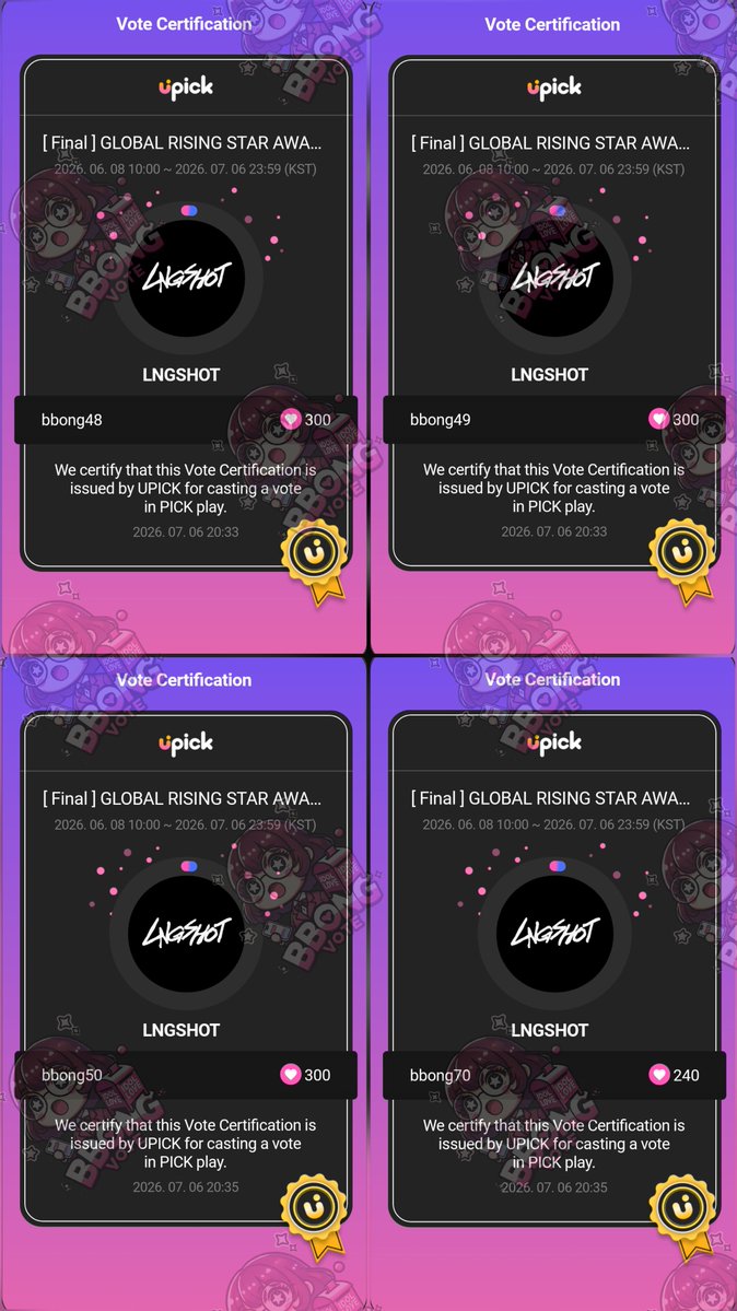 bbongvotes's tweet photo. congratulation #LNGSHOT for winning the poll . 
💓1.140 pink jams dropped. 
thank you for everyone that join this poll 🫰 https://t.co/zTxGblA8xz