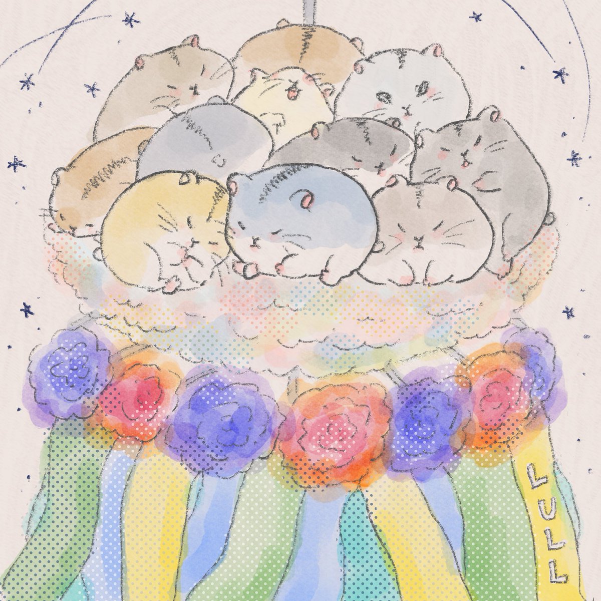 lull2562's tweet photo. 「七夕飾り　吹き流し」
#ハムスター　#イラスト https://t.co/3C2M5f4xvv