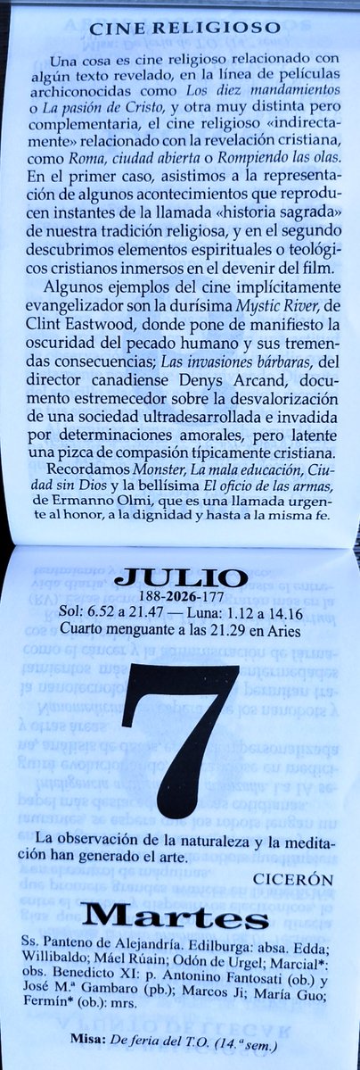 tenisgon's tweet photo. El santoral hoy nos recuerda felicitar a,Mael, Panteno,Edilburga,Odón,Willibaldo,Marcial,en mi pueblo hay y Edda.
Qué,algún conocido?
"No es cierto que el poder corompa, es que hay políticos que corrompen al poder". George Bernard Shaw.
Flz martes.
Bnos días. https://t.co/urjIGig1MO