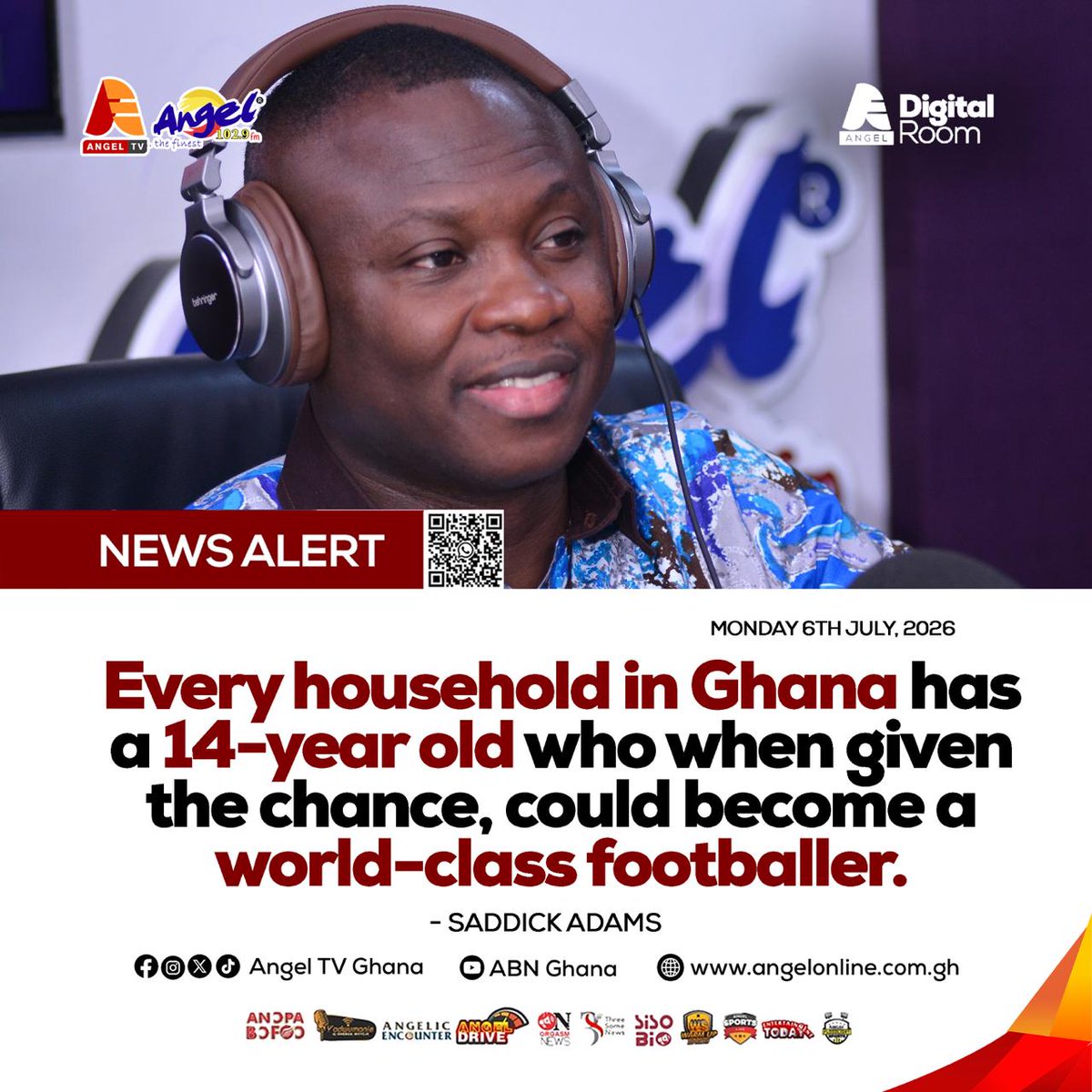 Angeltv_Gh's tweet photo. Every household in Ghana has a 14-year old who when given the chance, could become a world-class footballer - @SaddickAdams https://t.co/3SbfWgewQY