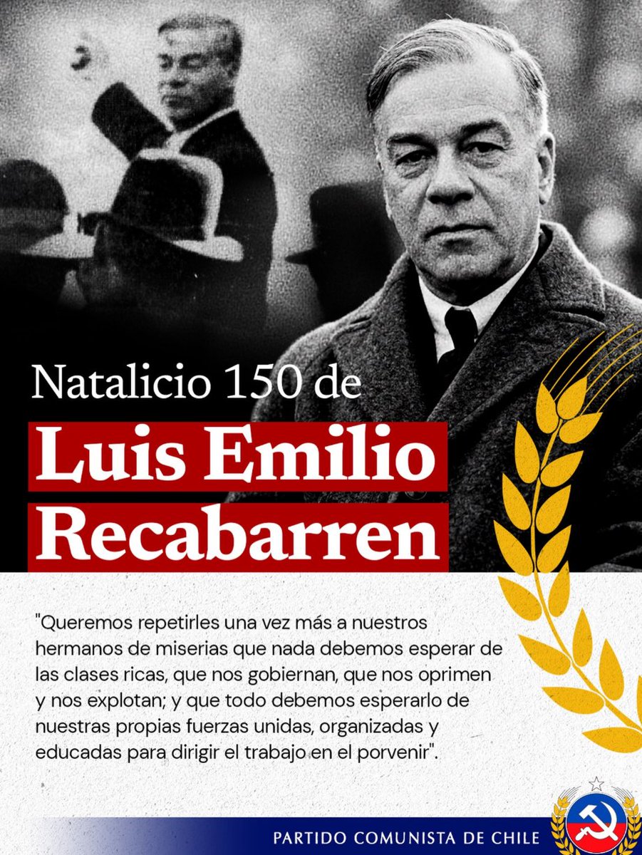 fotohistoriacl's tweet photo. Un día como hoy, hace 150 años, nacía Luis Emilio Recabarren. Fundador del Partido Obrero Socialista, que luego sería el Partido Comunista, partido que realiza la imagen que adjuntamos. https://t.co/xmINWDNvTQ