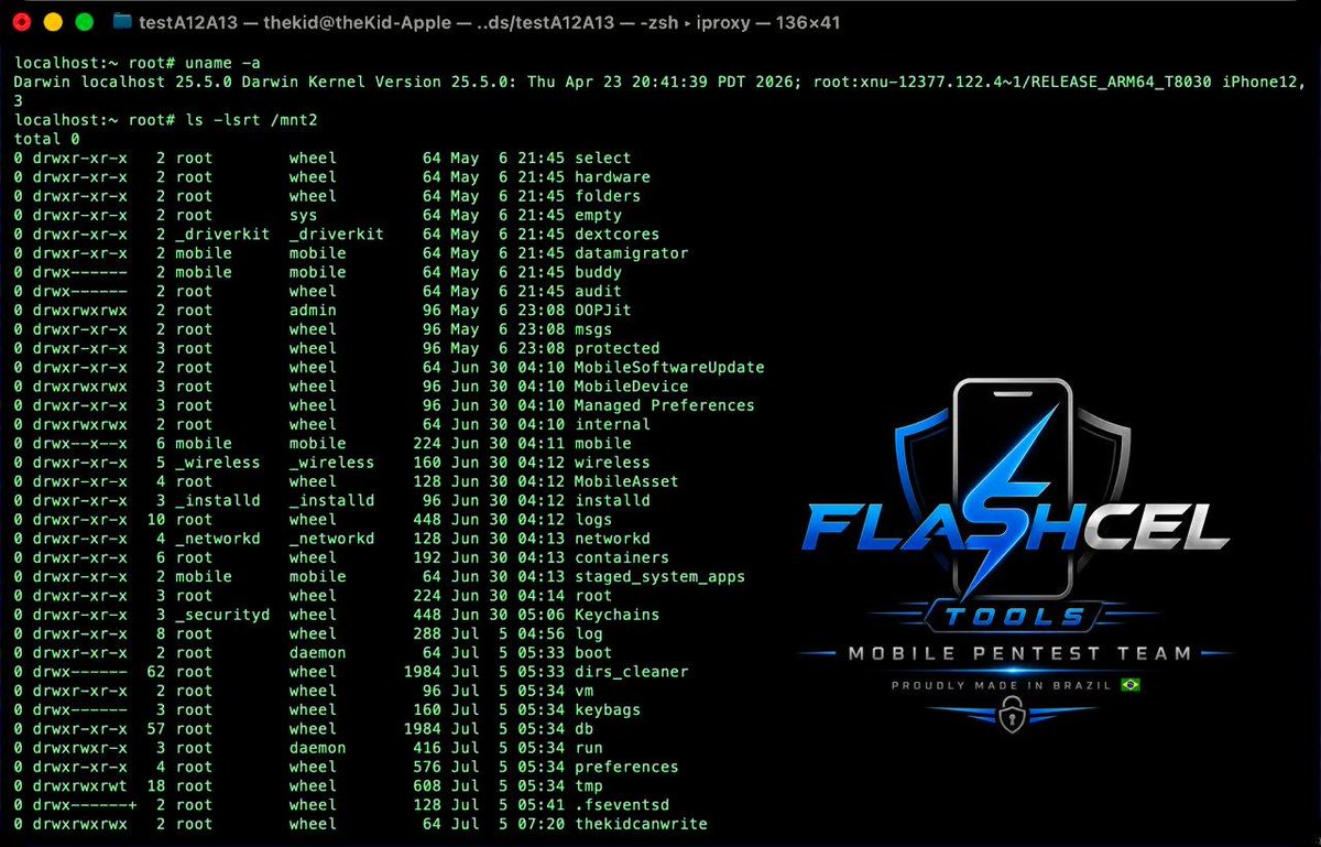 AplIntelligence's tweet photo. A12/A13 iOS 18.x-26.x Full Passcode Bypass!!
Flashcel Tool already tested, release in the following days!
First 15 reposts with reply get 1 FREE device registration.
Based on the new usbliter8 exploit.

Tool by: @theKid (Can be found on Telegram). https://t.co/GMBvSXMnCp