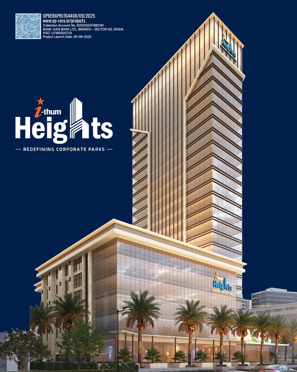 ithumworld's tweet photo. IThum Heights – Redefining Corporate Parks.
An icon of corporate distinction, #IThumHeights offers an exceptional environment for businesses to grow & thrive in the heart of Noida's CBD.
UPRERAPRJ764408/09/2025
https://t.co/dJd5sLpHpw
#OfficeSpace #CommercialSpace #IThumWorld https://t.co/3TF4BSjpCr
