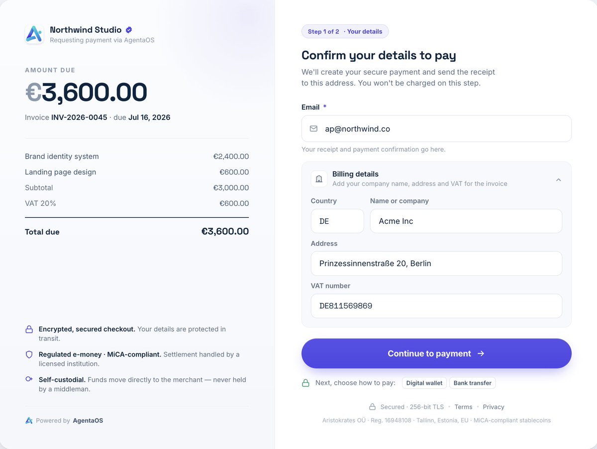 agentaOS's tweet photo. Agenta V2 launching in July.

For freelancers and agencies that are invoicing cross border.

Free USA receiving accounts, SEPA IBANs, Credit card processing; for your clients to pay you.

Payouts to banks account, payout in USDC, EURC; for you.

Buckle up. It;s a hot summer season.