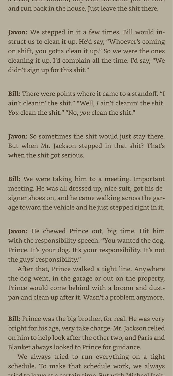 LiberianGirl779's tweet photo. 😂😂😂 “We were taking him to a meeting. Important meeting. He was all dressed up, nice suit, got his designer shoes on, and he came walking across the garage toward the vehicle and he just stepped right in it (dog shit😂) 
Javon: He chewed Prince out, big time. Hit him with the responsibility speech. "You wanted the dog, Prince. It's your dog. It's your responsibility. It's not the guys' responsibility."
After that, Prince walked a tight line.”