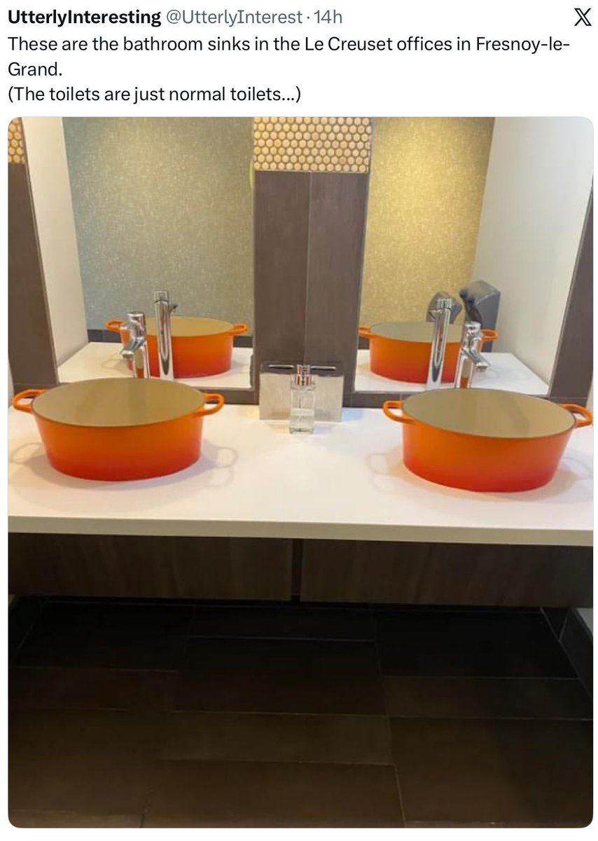 Aerowest_Intl's tweet photo. Check out these custom sinks at Le Creuset office restrooms 🚽 https://t.co/6c7O1VUGZi