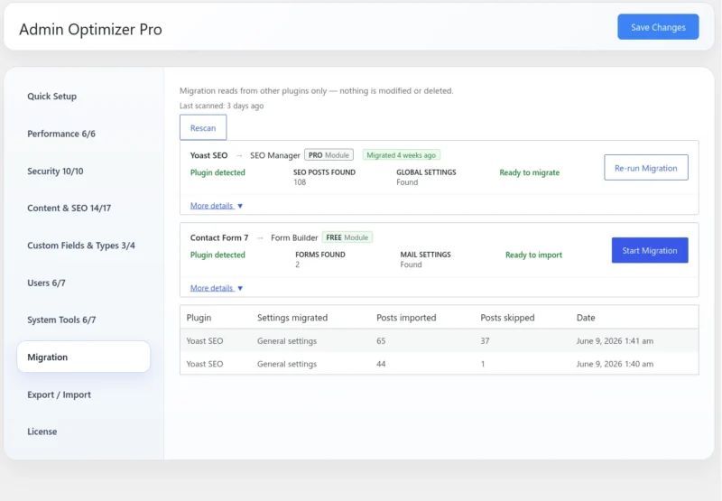 thewpoptimizer's tweet photo. 📢 Admin Optimizer v2.4.0 is live!

Moving from Yoast, Rank Math, or CF7? Our new Migration Tool makes it seamless. Plus, enjoy advanced Form Builder options, Star Ratings, and per-form SMTP routing.

Check out the full breakdown on our blog:
https://t.co/wppBKOWLs3 

#WordPress https://t.co/9WdHrE8Jc8