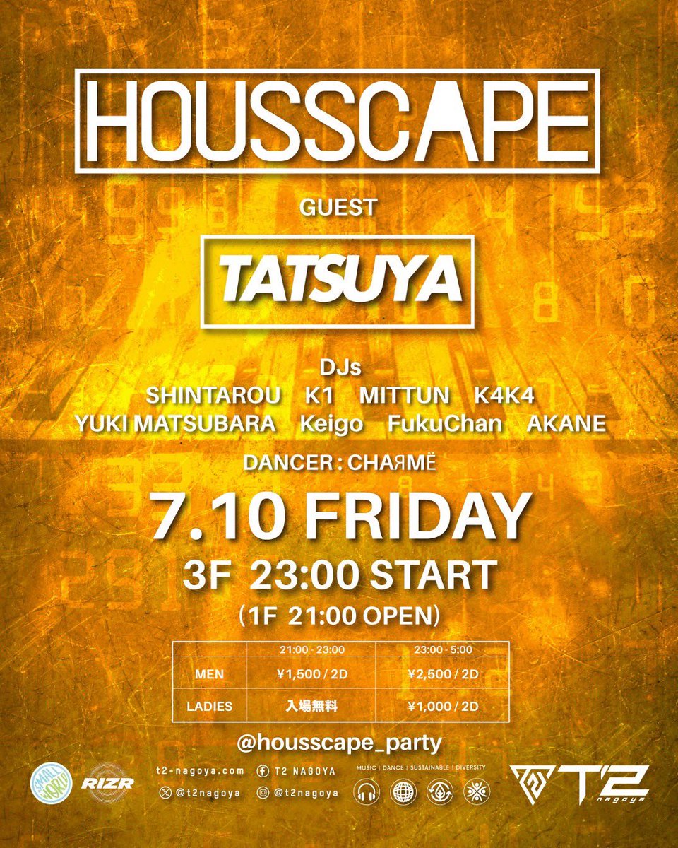 akne107's tweet photo. 今週金曜日はT2NAGOYAでHOUSSCAPE!!
ゲストにTATSUYAさんをお迎えしての開催です🎉
華金はT2でハウスパーティー🥳
コカボムで乾杯しましょー！
お得に入れるゲスト登録はDMまで📩🉐 https://t.co/Gwpy1vOlMb