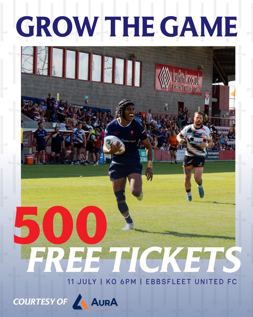 LondonBroncosRL's tweet photo. The West Stand at Ebbsfleet United is nearing capacity...so it’s time to open the South Stand! 🙌

Thanks to the continued support of Aura Mining and their commitment to growing rugby league in London, the first 500 supporters can claim a FREE ticket for this Saturday’s match. 

🎟️ Use code AURALB at checkout to redeem.  

Get in quick and get yours now: https://t.co/zeRNCuiEBF

See you at there! 🐴

#wearelondon #relentlesspursuit