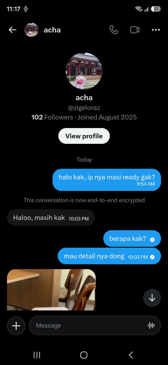 akshaanaa's tweet photo. hati-hati sama akun X @zigeloraz.
tanggal 5–6 Juli 2026 aku kena tipu pas mau beli iPhone 13 256GB second seharga Rp4.850.000. https://t.co/1uqXTrfmtB