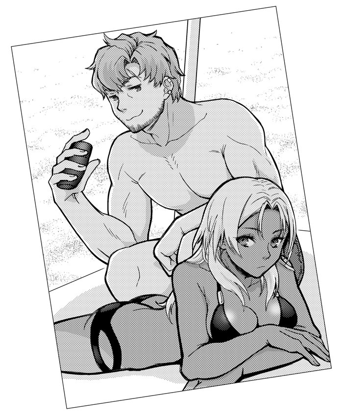 GameX004's tweet photo. これはエルマさんに日焼け止めを塗ってあげようとしてBBだから不要と断られるアルさん。 https://t.co/5vvY2T0M0q