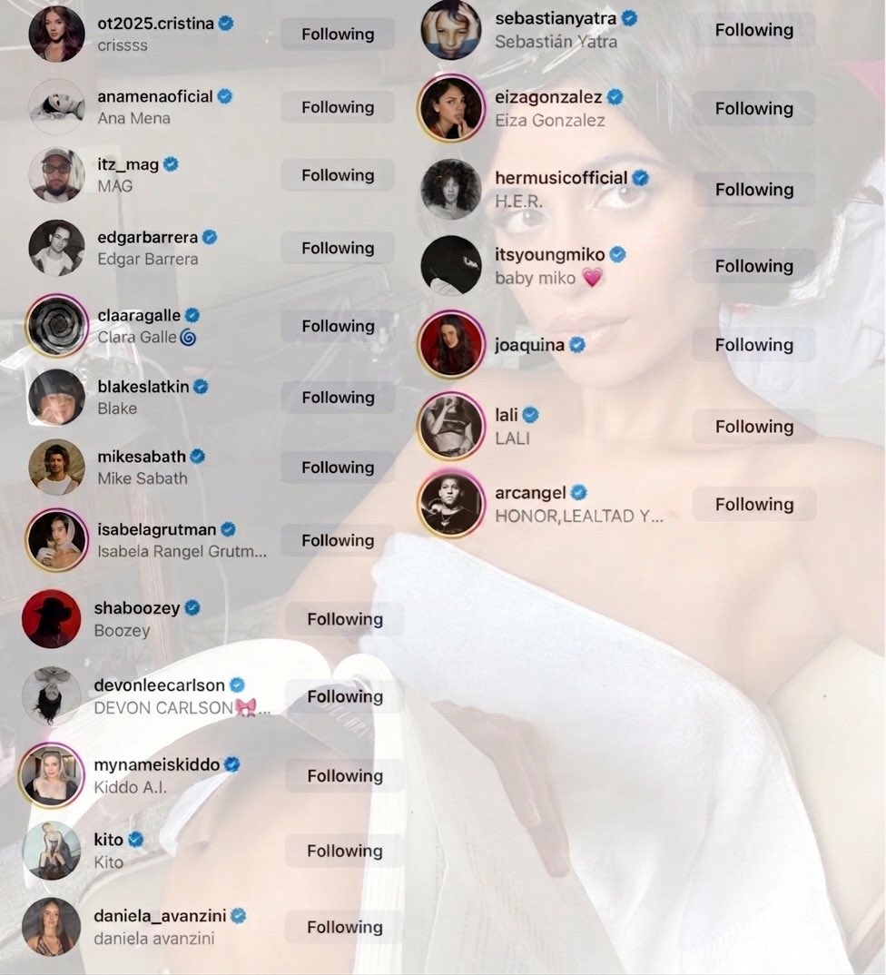 cconinsta's tweet photo. IG • H.E.R, Young Miko, Daniela Avanzini, ADÉLA, Shaboozey, Sebastian Yatra, Lali, Eiza Gonzalez and others liked last Camila's post on Instagram. https://t.co/x9wXIB8eax