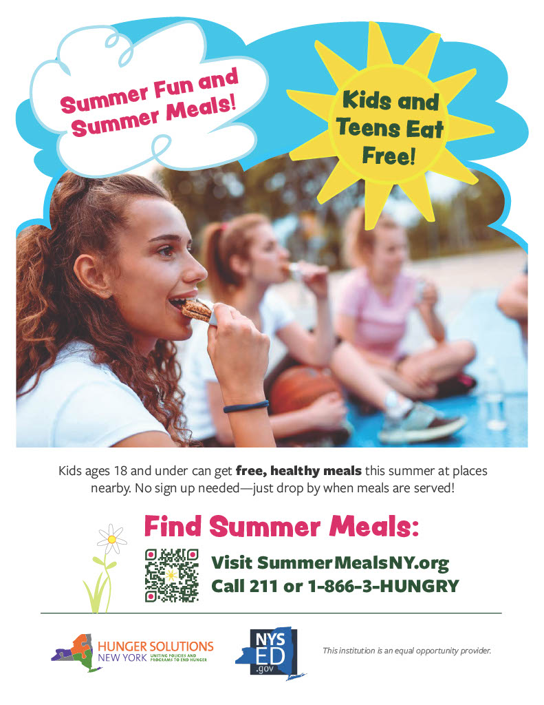 csarochester's tweet photo. Did you know kids 18 and under can get free, healthy meals this summer?

Visit https://t.co/uRKpEXnC4m or call 1-866-3-HUNGRY to find a location near you. 

@nycharterassoc https://t.co/AUPkJGWY2k