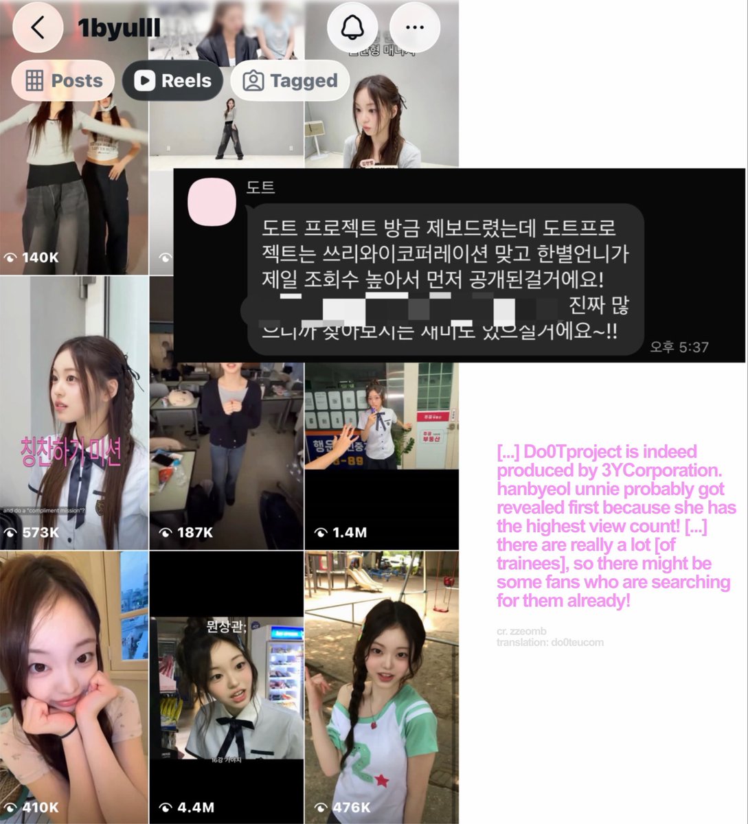 do0teucom's tweet photo. 🧂hanbyeol was revealed first likely due to getting the highest amount of views &amp; engagement on instagram

there's also a lot of other trainees' accounts already public (as seen from minsol, miku etc), their content should have a similar aesthetic

#Do0T #Do0Tproject https://t.co/1J8h3i9iw3