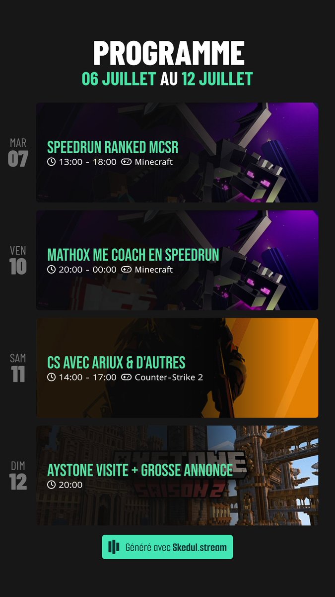 AypierreMc's tweet photo. Programme de stream de la semaine ! https://t.co/LPxmLBMyVK