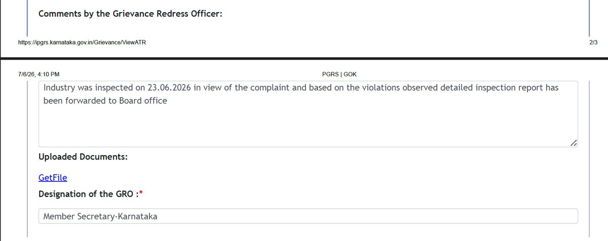 kapil309's tweet photo. Update on my complaint: The Member Secretary of KSPCB has officially closed IPGRS Grievance 337631 today (06/07/2026), confirming on-site violations by this illegal industry at Survey 26/2 Mallasandra (Related to my BESCOM complaint IPGRS ticket in this thread). Detailed violation report forwarded to KSPCB Board office for legal action.  @NammaBESCOM BESCOM must immediately disconnect power to this violator in a residential zone!  @CMofKarnataka    @mdbescom  @GBA_office   @BDABangalore  @thekjgeorge  @bwssbchairman  @bbmpcommr  @karnatakakspcb  #VigilanceSquad  #Bescom