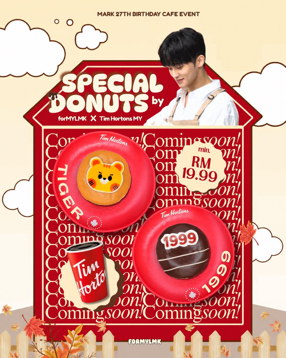 forMYLMK's tweet photo. In collaboration with Tim Hortons Malaysia, we’re bringing you these special custom donuts, exclusively for this event! 

Be ready to secure your slots. RSVP forms dropping soon 🤭🍩 

#BackHomeWithMark #HappyMarkDay #MARK #마크 https://t.co/6CNKTNR6f3