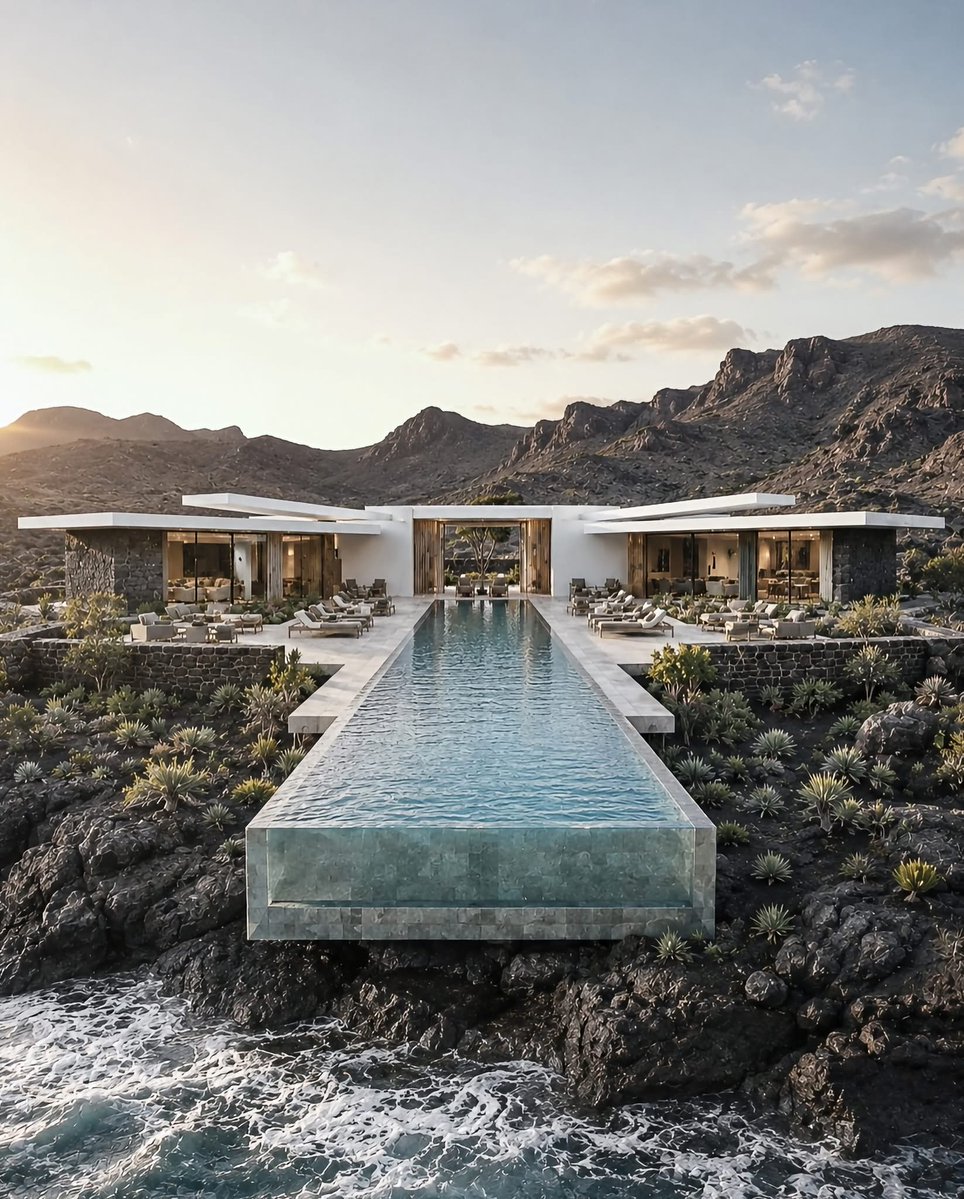 XekiHlongwane's tweet photo. Casa Vozinha, a modern private residence concept imagined on the volcanic coastline of São Vicente, Cape Verde 🇨🇻