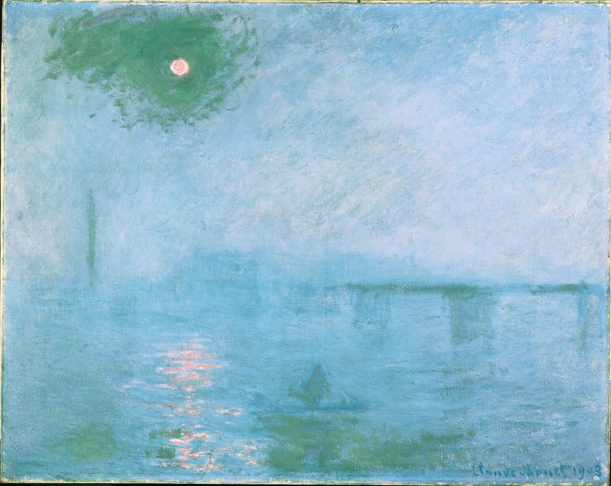 artistmonet's tweet photo. Charing Cross Bridge:  Fog on the Thames - 1903 #artbots #monet https://t.co/DDCF4sSuAB