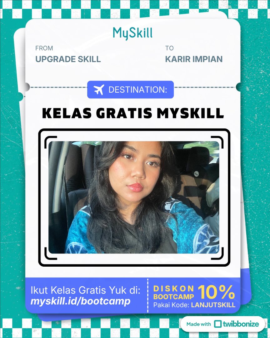 bbyscorpiii's tweet photo. Hi, I’m delila, dan aku ikutan Short Class, sebuah program kelas gratis dari @myskill.id. Kelas ini menyediakan banyak topik-topik pilihan seperti Digital Marketing, Microsoft Excel, Data Analysis, UI/UX Design dan masih banyak lagi. Yuk, kamu juga bisa #RintisKarirImpian, https://t.co/MnjMLzQVh3