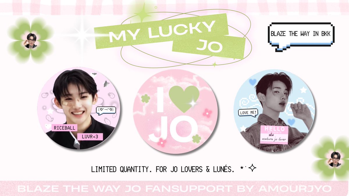 amourjyo's tweet photo. my lucky jo ٭˙∘܀🍀

sticker giveaway for jo lovers &amp; lunés .☘︎ ݁˖ #BLAZETHEWAY_BANGKOK

18 july @ thunder dome. time tba.
rt &amp; like. limited quantity available. https://t.co/jdInSpoOeO