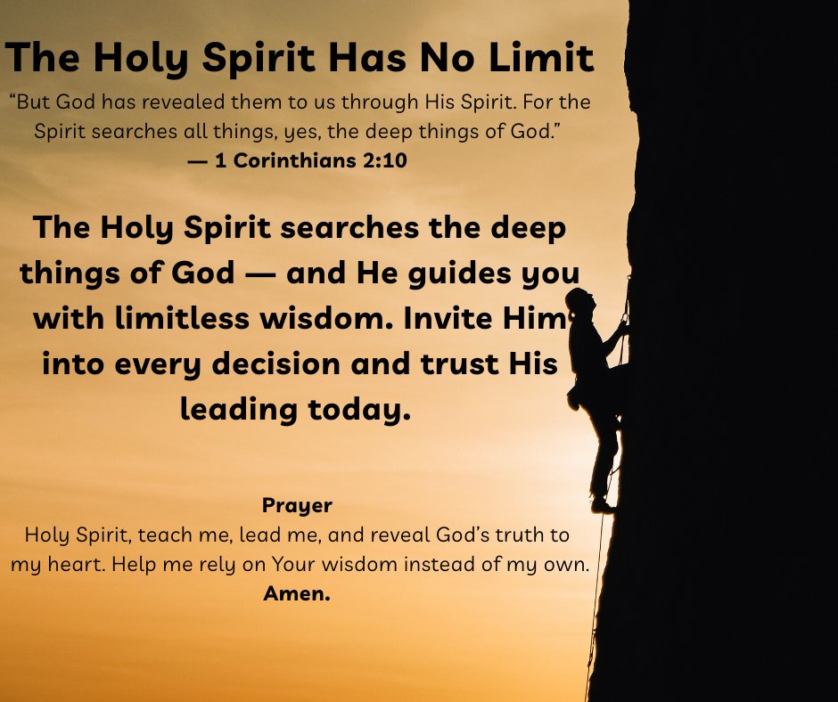 LEDBYFAITH365's tweet photo. The Holy Spirit is limitless. He understands the depths of God and reveals truth that human wisdom can’t reach. When you depend on Him, He expands your understanding, strengthens your spiritual insight, and guides you into the things God has prepared. https://t.co/4rTjlhrKHe https://t.co/ByZJZ4jiVo