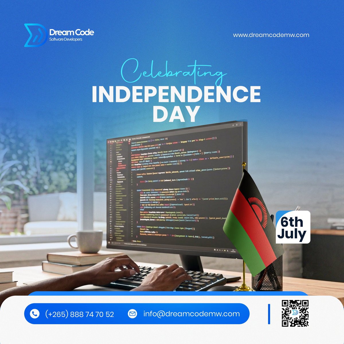 DreamCodeMw's tweet photo. HAPPY INDEPENDENCE DAY MALAWI 🩵

We #Join the general #Public in cerebrating this milestone. #62 Years of #Freedom 💥

#Malawi #Freedom #Cerebrating #independence #Oleninc #Dreamcodeltd https://t.co/Jesr8Sh0ea