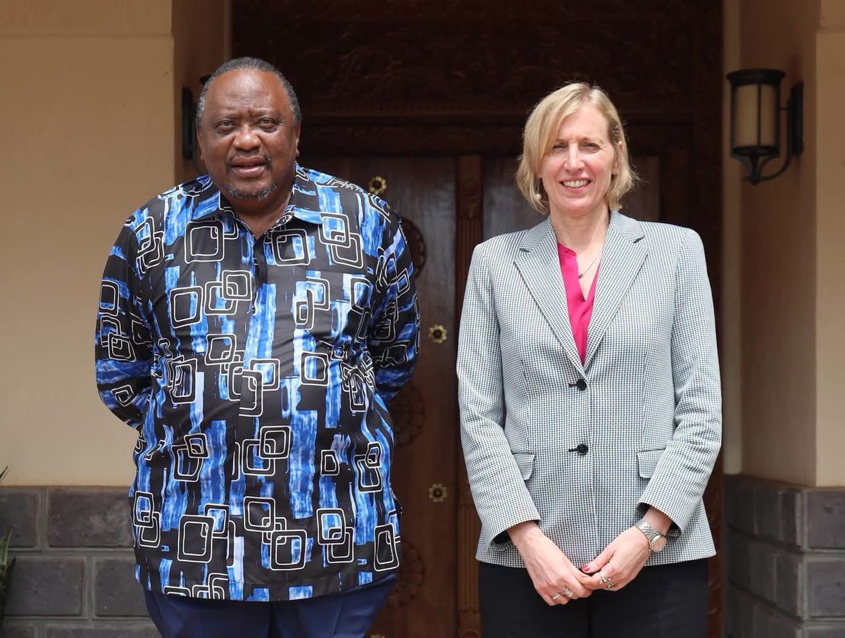 paulinenjoroge's tweet photo. H.E Uhuru Kenyatta today hosted @USEmbassyKenya Chargé d’Affaires Susan Burns, who paid him a courtesy call at his Ichaweri home in Gatundu.

The former President remains a respected statesman whose contribution to peace, regional security and various diplomatic efforts continues to be recognized internationally.